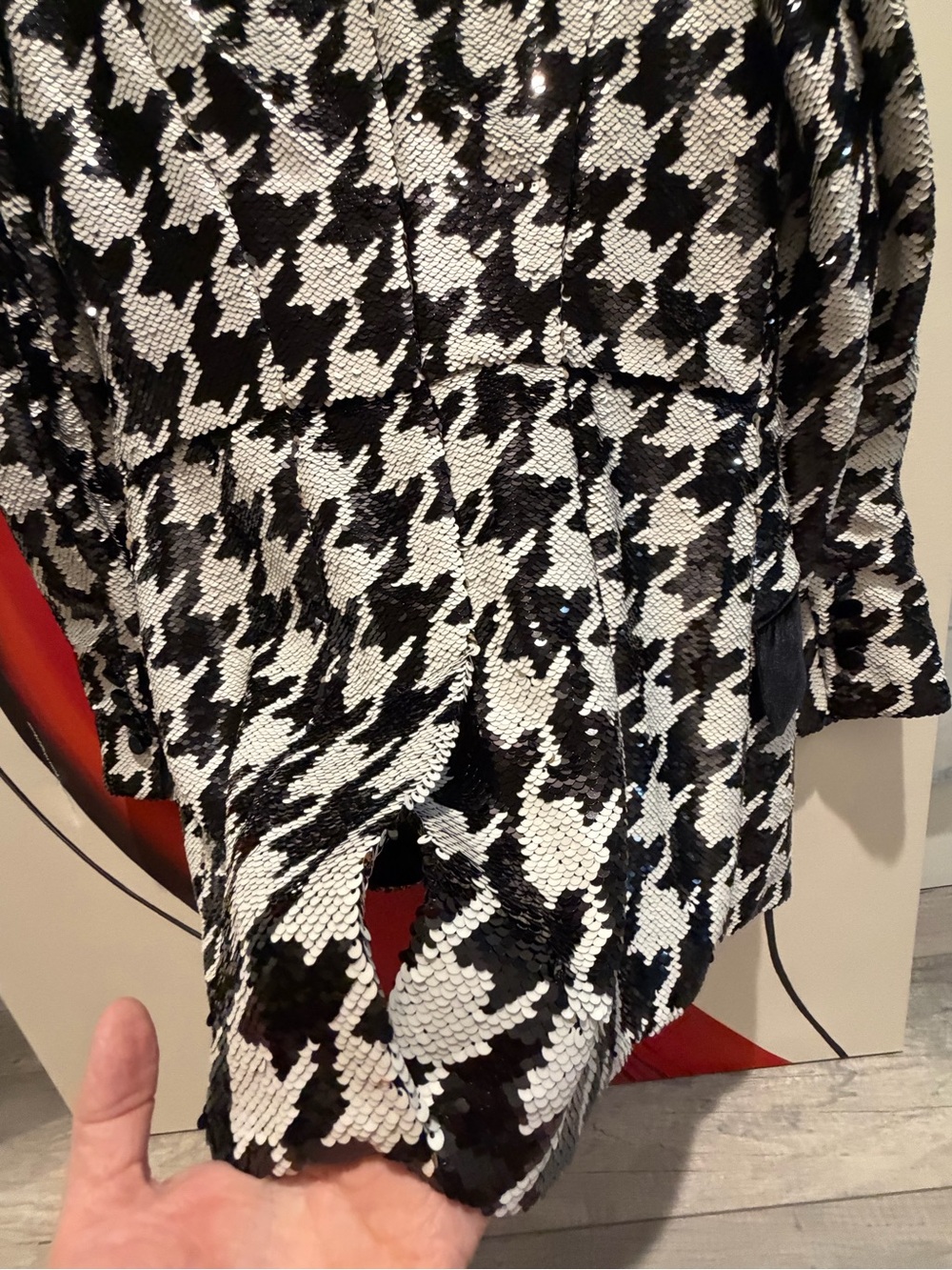 Jovani Black & White Sequined Houndstooth Blazer - Picture 6 of 10